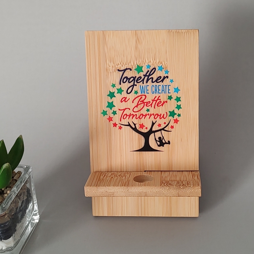 Bamboo Phone Stand With Charging Hole Detachable Portable Wood Mobile Phone Hold